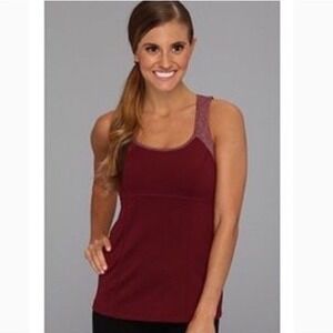 prAna Burgundy Athletic Tank Top Racerback Cutout Yoga Gym Size S